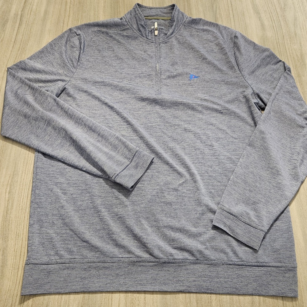johnnie-O Heathered Gray Half-Zip Pullover with Blue Logo